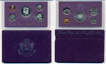 США годовой набор из 5 монет (1, 5, 10, 25 и 50 центов) 1991 в оригинальной упаковке KM PS167 (164a, A192, 195a, 201b и 202b) PROOF 8-2-02-39