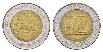 Мексика 2 песо 1992 KM 551 биметалл 217-246