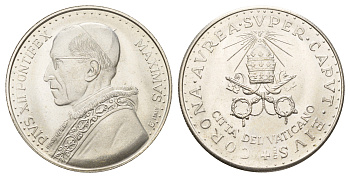 Ватикан медаль в честь избрание папой римским Пия XII ND (1958) Пий XII, Папский Престол, диаметр 35 мм, вес 16,1 гр бронза плакированная серебро 4667-1141