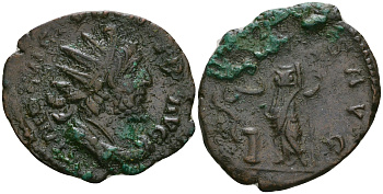 Римская Империя, императоры в Галлии антониниан 269 - 270 Викторин, IMP C VICTORINVS P F AVG, бюст императора / SALVS AVG, Салюта, персонификация Здоровья RIC 71 биллон 1073-19-107