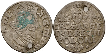 Польша, Эльбинг трояк (3 гроша) 1622 Сигизмунд III Ваза (1587-1632), Монетный двор Краков, герб "Сас" - управляющий монетного двора Миколай Данилович в 1616-1624 Iger K.22.1.a, KM 31 серебро 4160-253