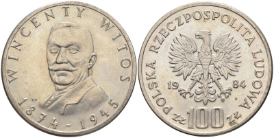 Польша 100 злотых 1984 110 лет со дня рождения Винценты Витоса Y 148 медно-никель 4162-843