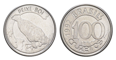 Бразилия 100 крузейро 1992 KM 623 нержавеющая сталь UNC 4644-537