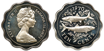 Багамские острова 10 центов 1970 KM 4 медно-никель 00-00