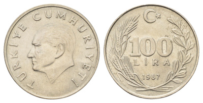 Турция 100 лир 1987 KM 967 медь цинк никель 4565-743