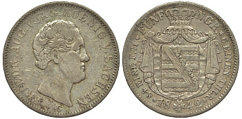 Саксония 1/6 талера 1842 Фридрих Август II (1836-1854) KM 1161 серебро 00-00