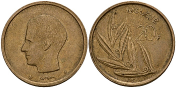 Бельгия 20 франков 1982 Belgie, Бодуэн I (1951-1993) KM 160 никель бронза 4601-351