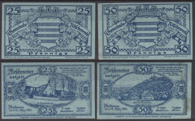 Нешенроде полный набор из 2 нотгельдов (25 и 50 пфеннигов) 1921 Mehl Grabowski 980.3 бумага aUNC 7556-27-4-1