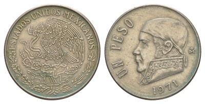 Мексика 1 песо 1971 Хосе Мария Морелос KM 460 медно-никель 4646-331