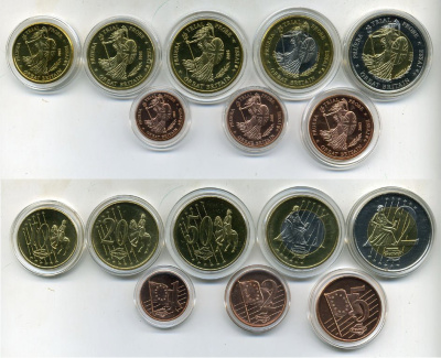 Великобритания набор из 8 монет 2002 европробники (крупный формат) сертификат, в капсулах биметалл PROOF 06-081-13