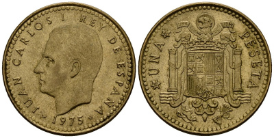 Испания 1 песета 1975 Хуан Карлос I (1975-2014) KM 806 алюминиевая бронза 4176-343