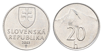 Словакия 20 геллеров 2002 KM 18 алюминий UNC 4682-964