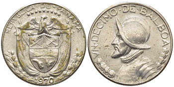 Панама 1/10 бальбоа 1970 KM 10а медь плакированная медно-никелем 112-617