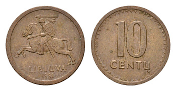 Литва 10 центов 1991 год-тип KM 88 бронза 4173-762