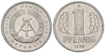 ГДР 1 пфенниг 1984 А KM 8.2 алюминий 4651-115