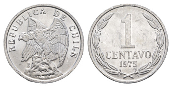 Чили 1 сентаво 1975 год-тип KM 203 алюминий UNC 4652-1034
