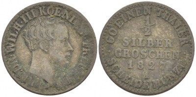 ПРУССИЯ 1/2 ГРОША 1827 A KM 409 серебро 112-1225