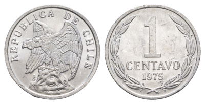 Чили 1 сентаво 1975 год-тип KM 203 алюминий UNC 4652-1034
