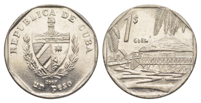 Куба 1 песо 2007 KM 579.2 сталь плакированная никелем UNC 4637-1125