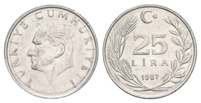 Турция 25 лир 1987 KM 975 алюминий UNC 4648-831