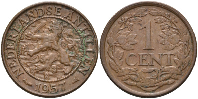 Нидерландские Антилы 1 цент 1957 Юлиана (1948-1980) KM 1 бронза 4169-252