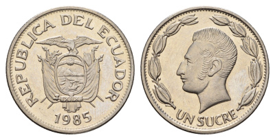 Эквадор 1 сукре 1985 KM 85.1 сталь плакированная никелем UNC 4119-1123