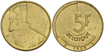 Бельгия 5 франков 1986 Belgique, Бодуэн I (1951-1993) KM 163 алюминиевая бронза 4601-135