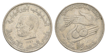 Тунис 1/2 динара 1983 FAO, сбор урожая KM 303 медно-никель 4398-237