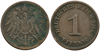 Германия 1 пфенниг 1916 Вильгельм II (1888-1918) KM 10, J. 10 медь 4608-256
