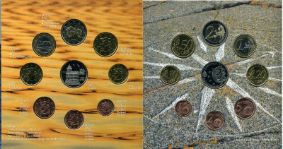 Финляндия евронабор из 8 монет + жетон 2009 маяки Скандинавии, MARKET (1885-2009), официальный набор в оригинальном буклете KM MS 98   UNC  5-6-1-10