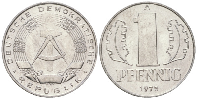 ГДР 1 пфенниг 1975 А KM 8.1 алюминий 4615-1257