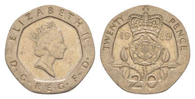 Великобритания 20 пенсов 1989 Елизавета II (1952-2022) KM 939, Spink 4361 (G2) медно-никель 4639-856