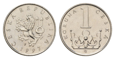 Чехия 1 крона 1997 KM 7 сталь плакированная никелем 4623-767