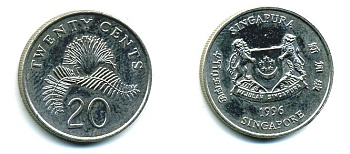 Сингапур 20 центов 1996 KM 101 медно-никель 35-1121