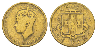 Ямайка 1 пенни 1945 KM 32 никель латунь 4628-527