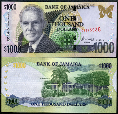 Ямайка 1000 долларов 2021 Майкл Мэнли, премьер-министр, 1 июня 2021 Pick 86 p  бумага  UNC (пресс) 449-74-1