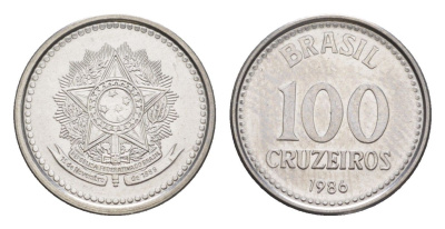 Бразилия 100 крузейро 1986 KM 595 нержавеющая сталь UNC 4644-536