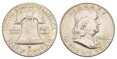 США 1/2 доллара (50 центов) 1948 D KM 199 серебро 272-644