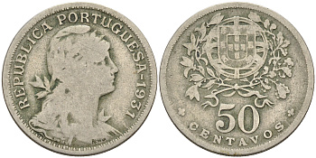 Португалия 50 сентаво 1931 KM 577 медно-никель 4563-1011