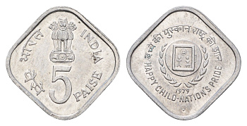 Индия 5 пайс 1979 Международный год детей KM 22 алюминий UNC 4674-869