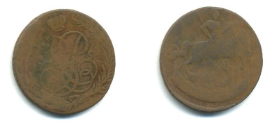 РОССИЯ 1 КОПЕЙКА 1757 медь 61-145