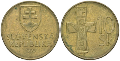 Словакия 10 крон 1993 KM 11.1 латунь 183-1254