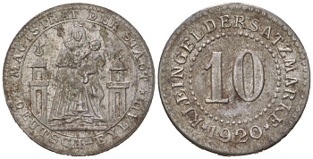 Дойч-Эйлау (Пруссия) 10 пфенингов 1920 Funck?91.6, Men05?5059.9, Men18?6357.9 железо 1531-1135