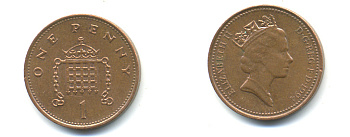 Великобритания 1 пенни 1994 Елизавета II (1952-2022) KM 935a, Spink 4391 (B4) сталь плакированная медью 177-1137