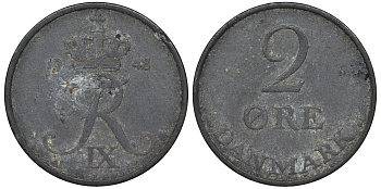 Дания 2 эре 1948 KM 840 цинк 113-811
