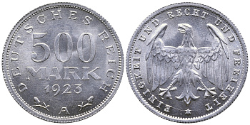 ГЕРМАНИЯ 500 МАРОК 1923 А KM 36, J. 305 алюминий 4380-642