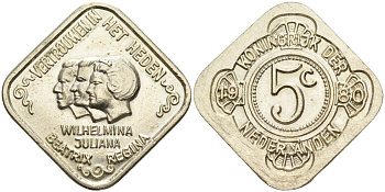 Нидерланды жетон 1980 королевская династия, Вильгельмина, Юлиана, Беатрикс медно-никель UNC 4586-732