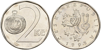 Словакия 2 кроны 1993 KM 9 сталь плакированная никелем 4152-914