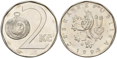 Словакия 2 кроны 1993 KM 9 сталь плакированная никелем 4152-914