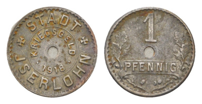 Изерлон 1 пфенниг 1918 Funck 228.6A, Men18 15462.10 железо 4580-243
